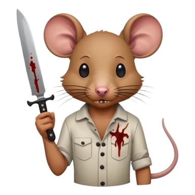 Chat avec un couteau et un rat planté avec le couteau sticker