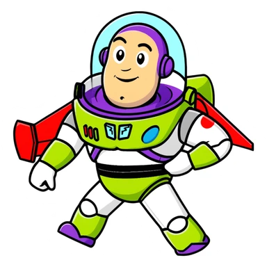 Buzz Lightyear character with a red stop sign above him sticker