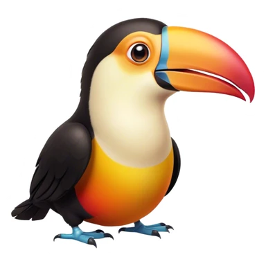 Cinematic Comical Toucan Portrait Emoji, Head tilted dramatically with an exaggeratedly shocked expression, featuring a boldly colored beak and wide, comically expressive eyes full of humorous disbelief, Simplified yet hilariously expressive features, highly detailed, glowing with a slightly sassy tropical glow, high shine, dramatic yet playful, stylized with an air of quirky exotic attitude, soft glowing outline, capturing the essence of a meme-worthy toucan that looks ready to side-eye its way into viral fame! sticker