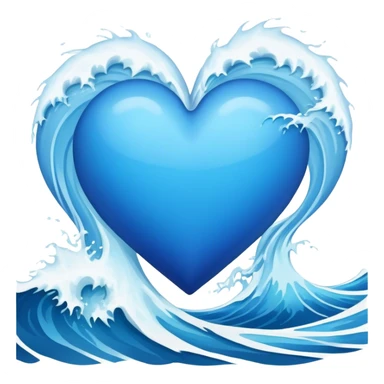blue heart filled by wave sticker