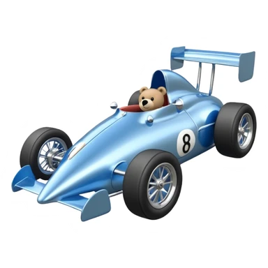  blue and lightly chrome Antique-looking shopping cart sized race car for teddy bear with custom aero body and rear wing  sticker