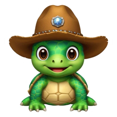 cute turtle wearing a cowboy hat sticker