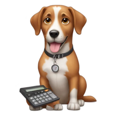 dog using calculator sticker