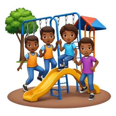 Group of African American kids playing on school playground in urban neighborhood sticker