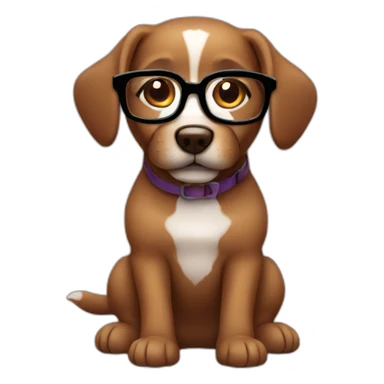 brown cute dog with glasses sticker