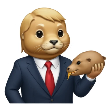 a sea lion eating donald trump sticker