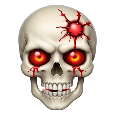 Bleeding skull with glowing red eyes and a sinister smile sticker