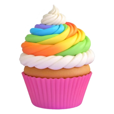 cupcake with rainbow layers and white icing sticker