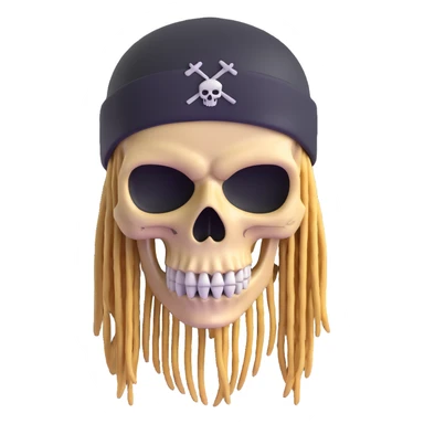 skull with dreadlocks wearing a ski mask sticker