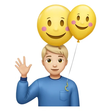 Teen with smiley-face balloon sticker