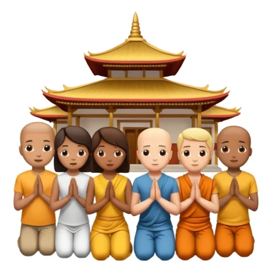 people praying in a Buddhist temple sticker