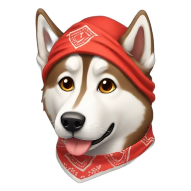 Brown husky with red neck bandana sticker
