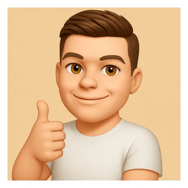 Based on these photos, make an emoji with facial features preserved, man in white t-shirt, proud sticker