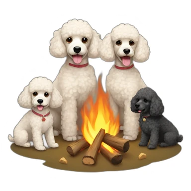 poodles gathered around campfire sticker