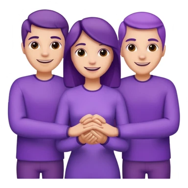 purple group no eyes no nose holding hands sticker
