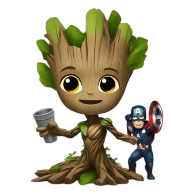 Groot with avengers  sticker