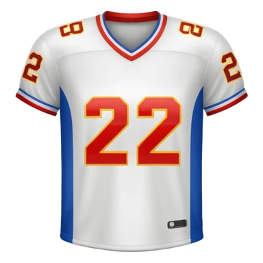 White football jersey at the back with number 22 sticker