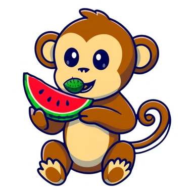monkey eating watermelon sticker