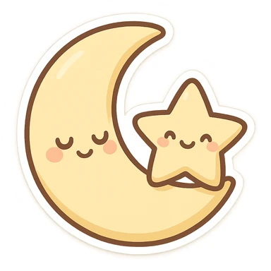 Moon and star sticker