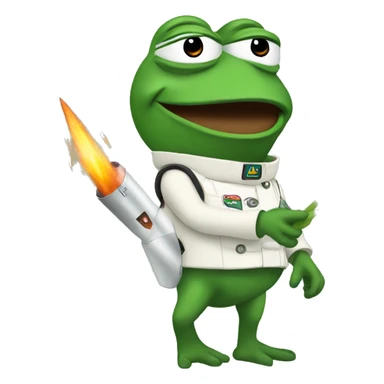 pepe with rocket  sticker