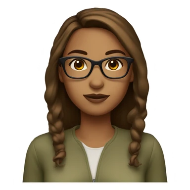 woman caramel skin olive eyes brown hair with glasses sticker