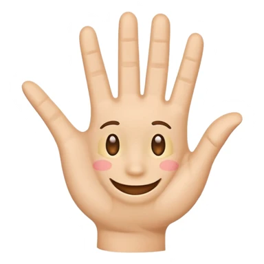 waving hand emoji with a smiling face on the palm, just the hand, clear waving gesture sticker