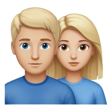 man with blonde hair and blue eyes and girl with brown hair and brown eyes sticker