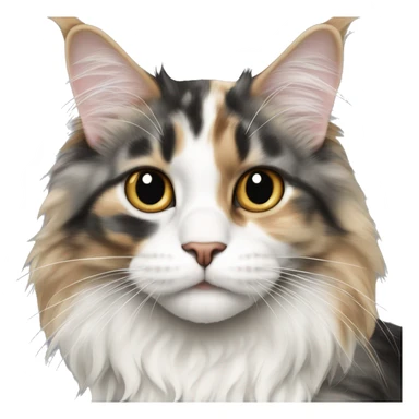 Maine coon dilute Calico half face colored sticker