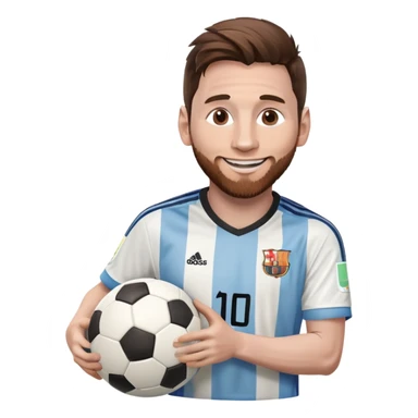 Messi smiling with a soccer ball sticker