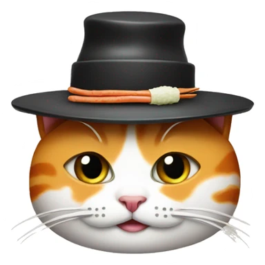 cat wearing a hat made of sushi sticker