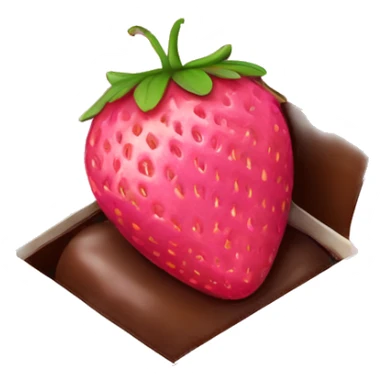 Dessert strawberry in a pink chocolate in a box sticker
