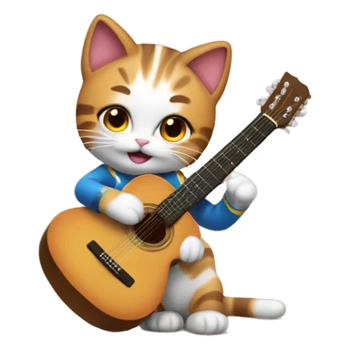 cheerleader cat playing acoustic guitar sticker