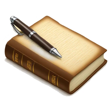 brown book open and writing pen sticker