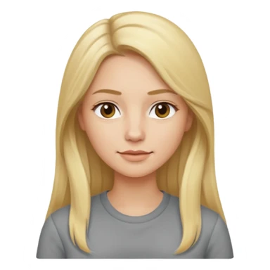 woman with long blonde hair, wear grey shirt sticker