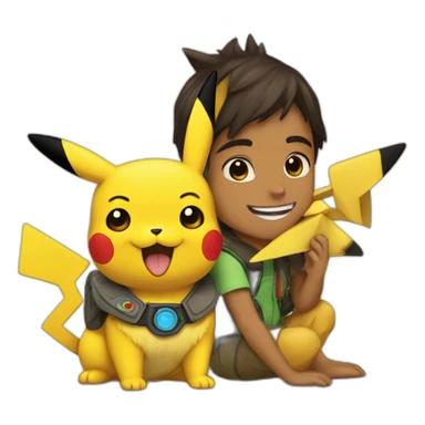 Sacha et pikachu sticker