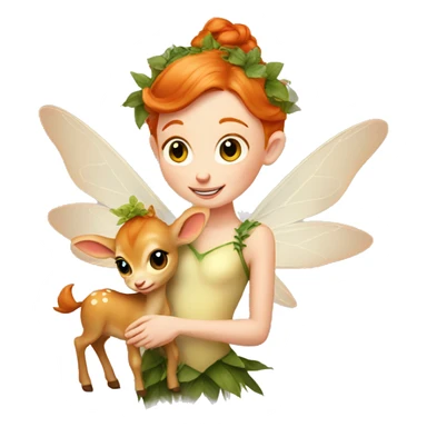 Beautiful ginger fairy with a baby fawn  sticker