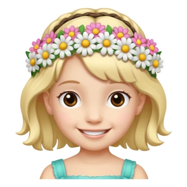 child with flower hair band  sticker