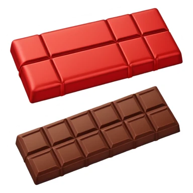 a chocolate bar with half red wrapped sticker