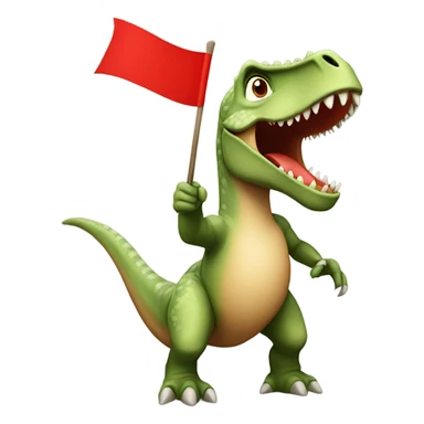 Dinosaur with red flag sticker