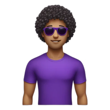 curly-hair-purple-cool-guy-round-star-sunglasses sticker