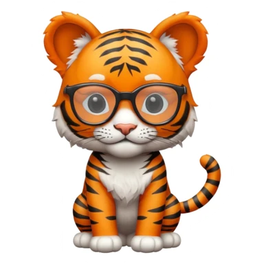 Orange Tiger cub with cool glasses., standing
 sticker