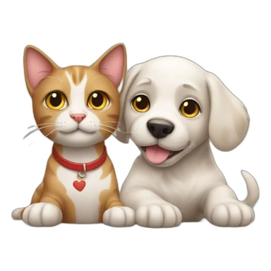 cat and dog love sticker