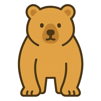 flat toon style blonde grizzly bear full body icon sticker