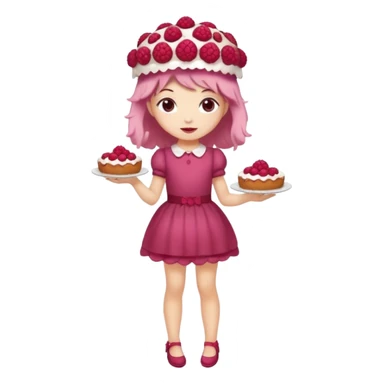 Raspberry torte human full body and legs girl with a raspberry barrette on her head sticker