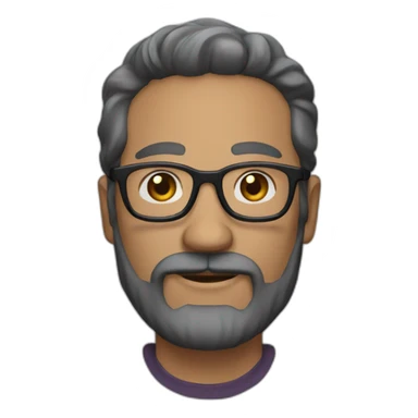 51 years old man with glasses and a black beard sticker