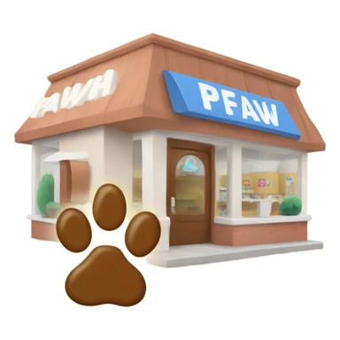 a paw store with a paw sign from half side view  sticker