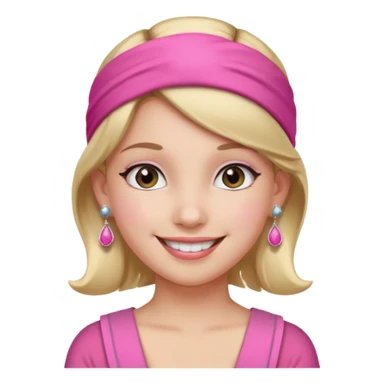 Fashion girl with pink headband and earrings, half body sticker
