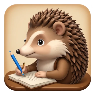 hedgehog writing poetry sticker