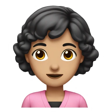 a teacher with black hair, dark eyes and pink dress sticker