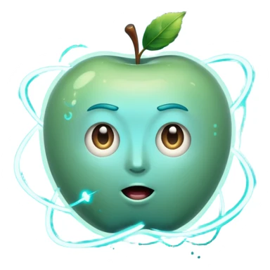Uranus planet emoji in Apple style with a surprised or excited face, blue-green hues, dynamic rings, electric sparks, embodying chaos and sudden change sticker